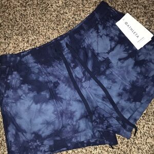 NWOT! Athleta Navy Tie-Dye Active Shorts